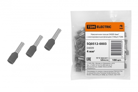 TDM ELECTRIC SQ0512-0003 Наконечник-гильза Е4009 4мм2 с изолированным фланцем (100шт) TDM